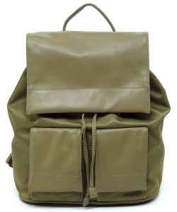 Drawstring Flap Backpack CHU018 OLIVE